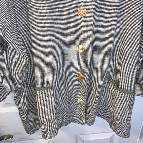 Somewhat Funky Women's Oversized 100% Linen Jacket Size S M Lagenlook Beachy USA - Picture 4 of 7